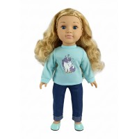 Positively Perfect Charlotte Doll – 18 Inch Blonde Hair, Blue Eyes, Unicorn Top & Jeans Outfit – Realistic Fashion Doll for Kids Ages 3+